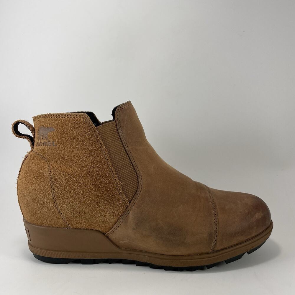 Sorel Joan of Arctic Wedge III Boots Womens Size 9.5 Camel Brown Leather NL3816